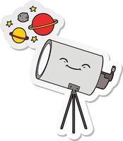 pegatina de un telescopio de dibujos animados con cara vector