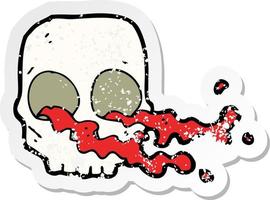 retro distressed sticker of a cartoon gross skull vector