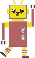 flat color retro cartoon robot vector