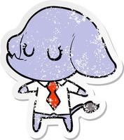 distressed sticker of a cute cartoon elephant vector