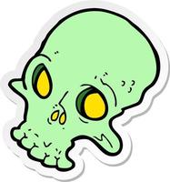 sticker of a cartoon spooky skull vector