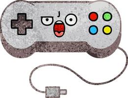 retro grunge texture cartoon game controller vector