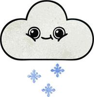 nube de nieve de dibujos animados de textura grunge retro vector