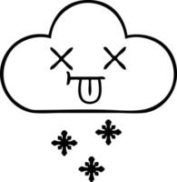 nube de nieve de tormenta de dibujos animados de dibujo lineal vector