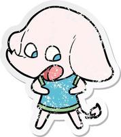 distressed sticker of a cute cartoon elephant vector