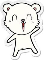 sticker of a happy cartoon polar bear vector