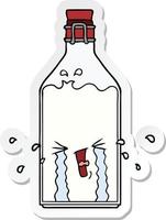 sticker of a cartoon old bottle vector