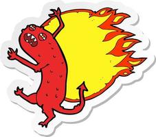 sticker of a cartoon monster on fire vector