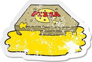 pegatina retro angustiada de una pizza de dibujos animados vector