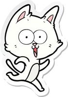 sticker of a funny cartoon cat vector