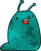 textured cartoon of a cute kawaii slug vector