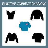 Find correct shadow with colorful clothes.  Kids educational game. vector