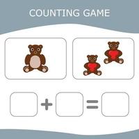 How many counting game with bears. Worksheet for preschool kids, kids activity sheet, printable worksheet vector