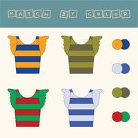 worksheet vector design, challenge to connect the t shirts with its color. Logic game for children.