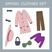 A set of clothes for a little beautiful girl in the spring vector