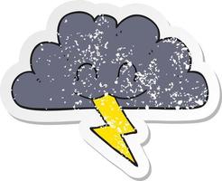 retro distressed sticker of a cartoon storm cloud vector