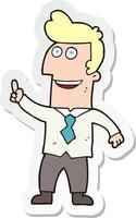 sticker of a cartoon businessman pointing vector