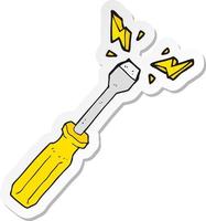 sticker of a cartoon screwdriver vector