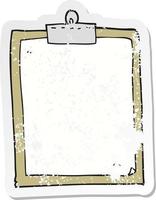 retro distressed sticker of a cartoon clipboard vector