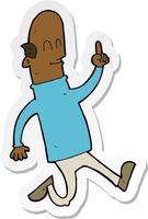 sticker of a cartoon bald man with idea vector
