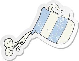 retro distressed sticker of a cartoon pouring milk jug vector