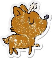 distressed sticker cartoon of  kawaii cute deer vector