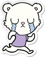 sticker of a crying polar bear cartoon vector