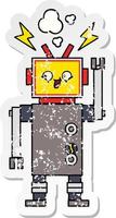 distressed sticker of a cute cartoon dancing robot vector