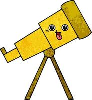 retro grunge texture cartoon telescope vector