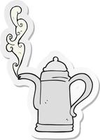 sticker of a cartoon steaming coffee kettle vector