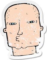 retro distressed sticker of a cartoon bald tough guy vector