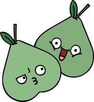 cute cartoon green pears vector