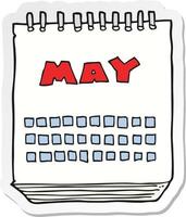 sticker of a cartoon calendar showing month of may vector