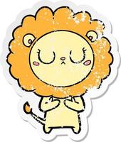 distressed sticker of a cartoon lion vector