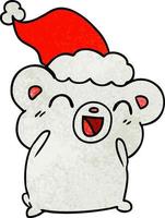 christmas textured cartoon of kawaii polar bear vector