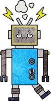 retro grunge texture cartoon malfunctioning robot vector