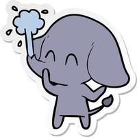 sticker of a cute cartoon elephant spouting water vector