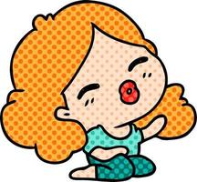 cartoon of cute kawaii girl vector