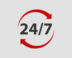 24 7 icon vector. 24 hour service clock. vector