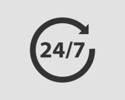 24 7 icon vector. 24 hour service clock. vector