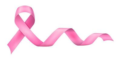 cinta brillante de seda rosa en apoyo de la ilustración del vector de la enfermedad del cáncer de mama aislada en el fondo blanco