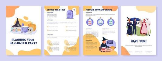Planning Halloween party flat vector brochure template. Booklet, leaflet printable flat color designs. Editable magazine page, reports kit with text space