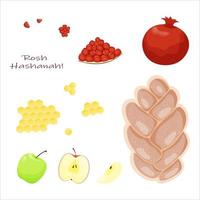 A set of Rosh Hashanah elements. vector