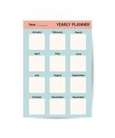 Monthly planner template minimalist planners organizer page vector design Planner blank template.