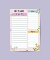 planificadores minimalistas plantilla de planificador diario floral y simple lista de tareas imprimibles. vector