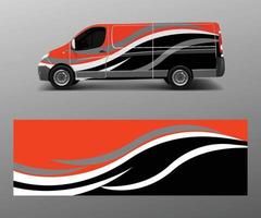 Cargo van decal with green wave shapes , truck and car wrap vector, Graphic abstract stripe designs for wrap branding vehicle vector