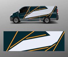 Vehicle decal wrap design cargo van vector. Graphic abstract wave background designs for advertisement company branding vector