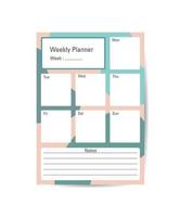 Weekly plan. Templates for notes, to-do lists. Organizer, planner, schedule for your designs. Abstract vector background