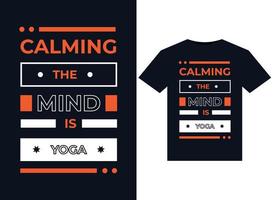 calmar la mente es una ilustración de yoga para el diseño de camisetas listas para imprimir vector