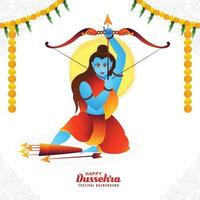 Lord rama happy dussehra festival wishes card illustration festival background vector